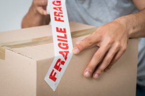 fragile sticker in box